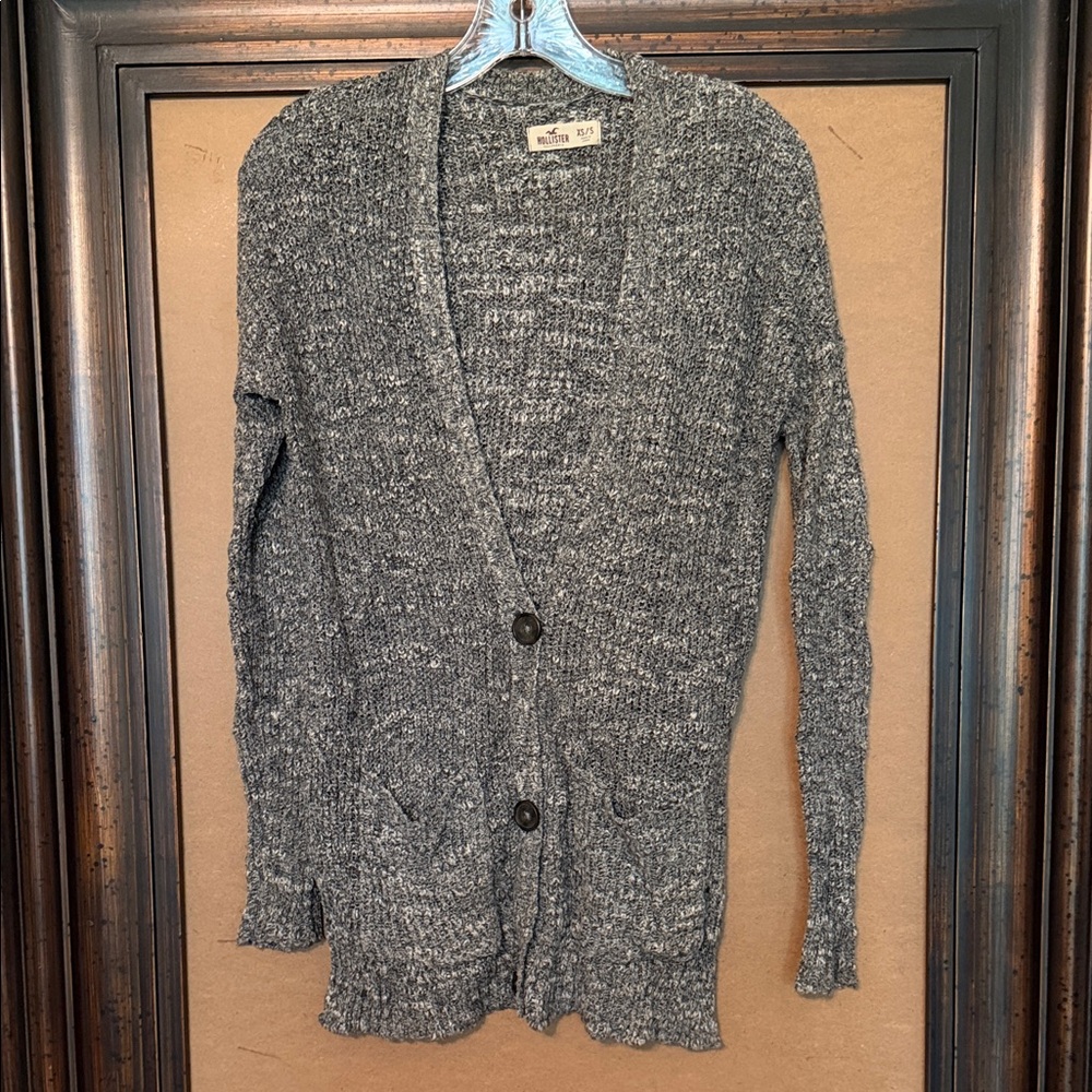 Hollister Gray Marl Cotton Blend Cardigan